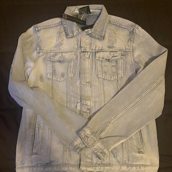 Men World Tour Denim Jacket- Light Indigo - Picture 3 of 5